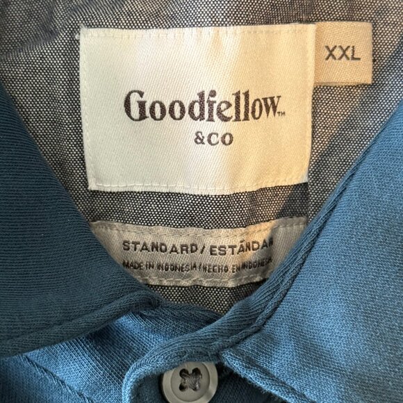 Men's XXL 2XL Goodfellow Polo Short Sleeve Blue NWOT - Picture 2 of 2